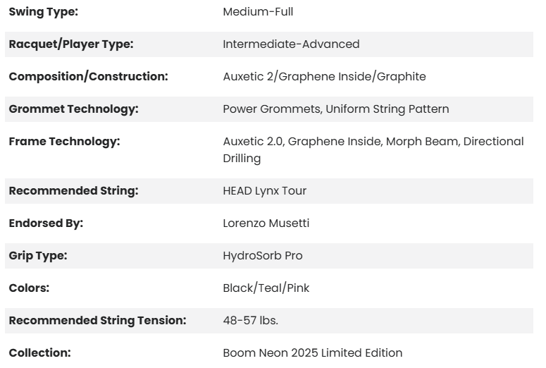 HEAD BOOM MP NEON 2025 (100) UNSTRUNG
