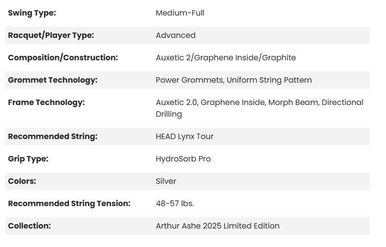 HEAD BOOM MP ARTHUR ASHE COMPETITION 2025 (100) UNSTRUNG
