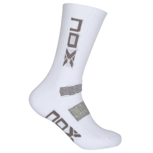 NOX MID LENGTH WHITE WITH GREY LOGO MEN'S TECHNICAL SOCKS.